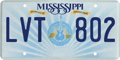 MS license plate LVT802
