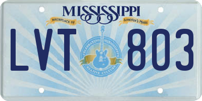 MS license plate LVT803