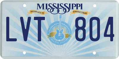 MS license plate LVT804