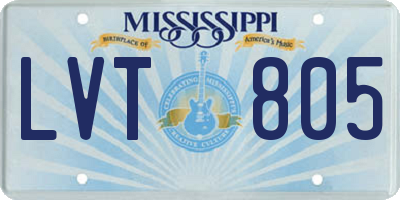 MS license plate LVT805