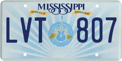 MS license plate LVT807
