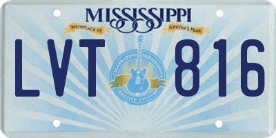 MS license plate LVT816