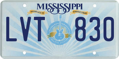 MS license plate LVT830