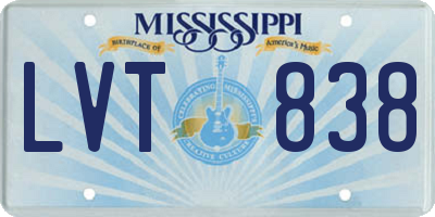 MS license plate LVT838