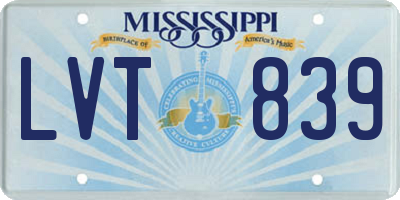 MS license plate LVT839