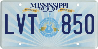MS license plate LVT850
