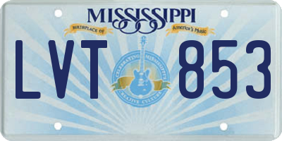 MS license plate LVT853