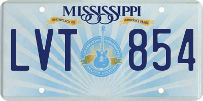 MS license plate LVT854