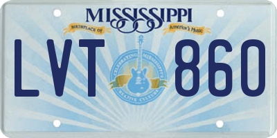 MS license plate LVT860