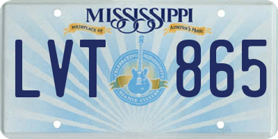 MS license plate LVT865