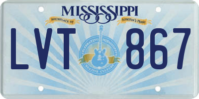 MS license plate LVT867