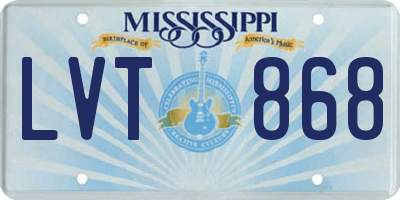 MS license plate LVT868