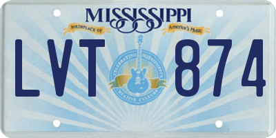 MS license plate LVT874