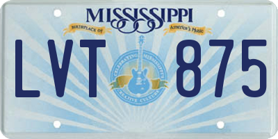 MS license plate LVT875