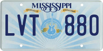 MS license plate LVT880