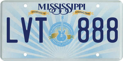 MS license plate LVT888