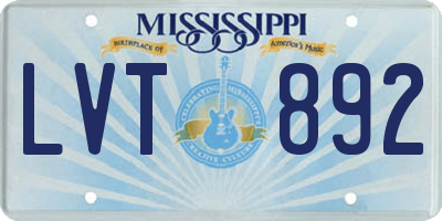 MS license plate LVT892