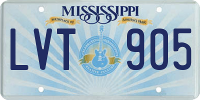 MS license plate LVT905