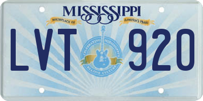 MS license plate LVT920