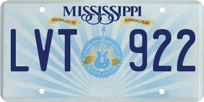 MS license plate LVT922
