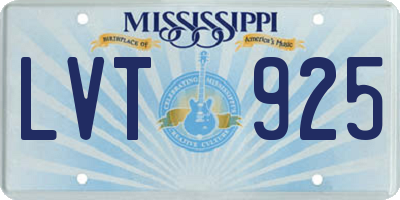 MS license plate LVT925