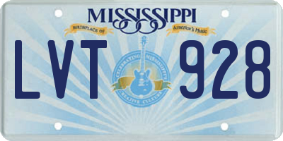 MS license plate LVT928