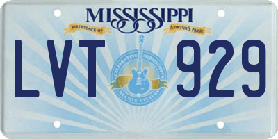 MS license plate LVT929