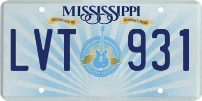 MS license plate LVT931