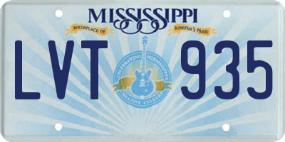 MS license plate LVT935