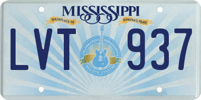 MS license plate LVT937
