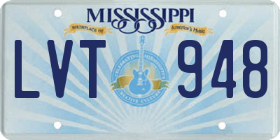 MS license plate LVT948