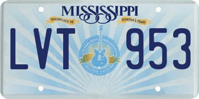MS license plate LVT953