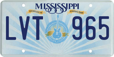MS license plate LVT965