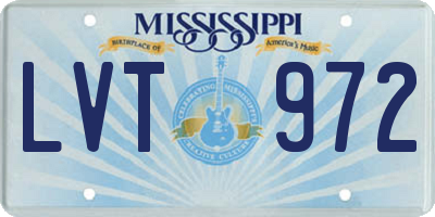 MS license plate LVT972