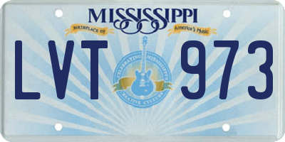 MS license plate LVT973