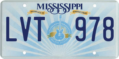 MS license plate LVT978