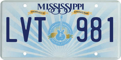 MS license plate LVT981