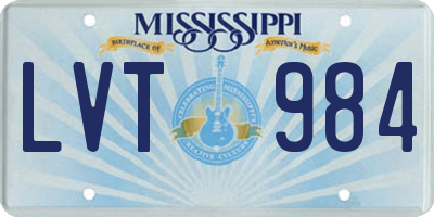 MS license plate LVT984