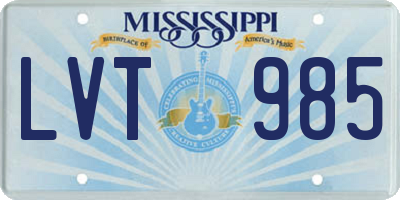 MS license plate LVT985