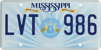 MS license plate LVT986