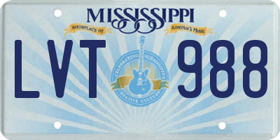 MS license plate LVT988