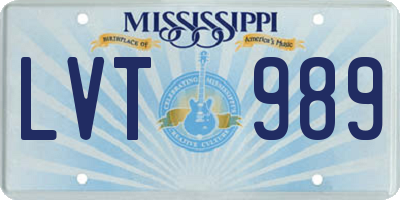 MS license plate LVT989