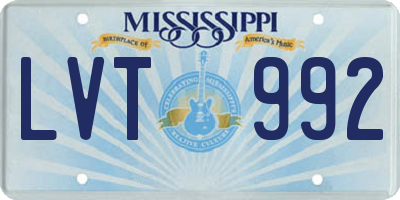 MS license plate LVT992