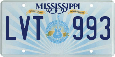 MS license plate LVT993