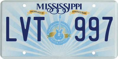 MS license plate LVT997