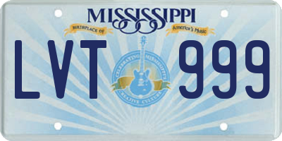 MS license plate LVT999