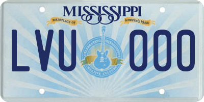 MS license plate LVU000