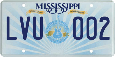 MS license plate LVU002