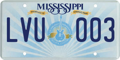 MS license plate LVU003