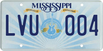 MS license plate LVU004